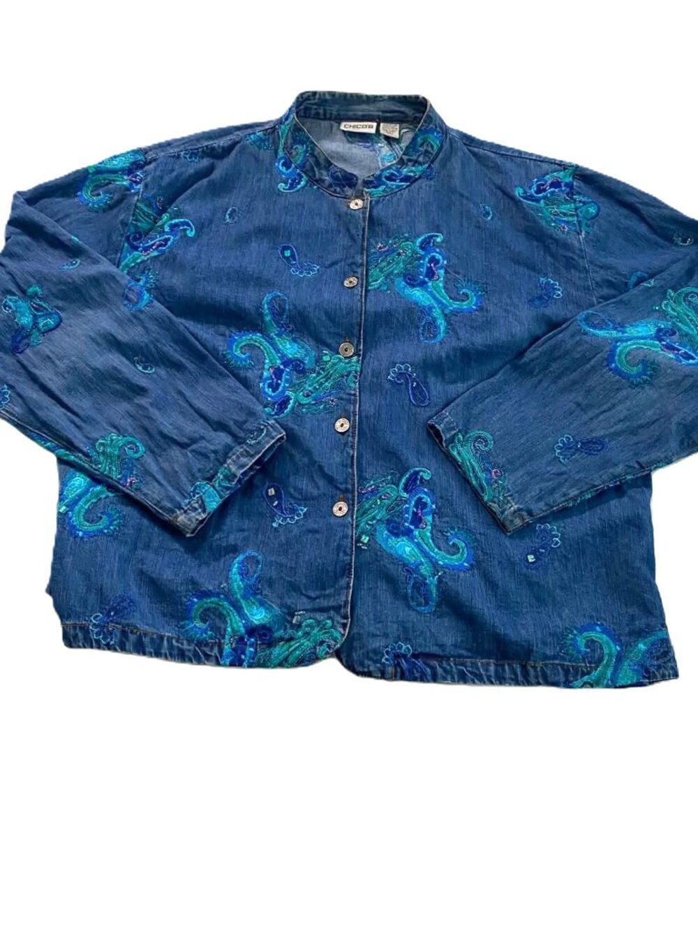 Vintage Chico's Embroidered Denim Jacket – Size 3 / XL